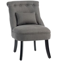 HOMCOM Fabric Single Sofa Upholstered with Pillow Wood Leg Charcoal Grey in Dark Grey - thumbnail 2