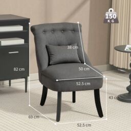 HOMCOM Fabric Single Sofa Upholstered with Pillow Wood Leg Charcoal Grey in Dark Grey - thumbnail 3