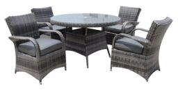 FURNITURE ONE Men's Rattan Effect 4 Seater Dining Set Round Table & chair set NO ASSEMBLY & ALUMINIUM FRAME in Grey - thumbnail 4