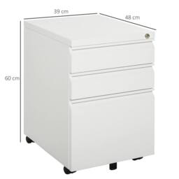 Havendro 3 Drawer Lockable Metal Filing Cabinet White - Size: 100 cm x 60 cm - thumbnail 2
