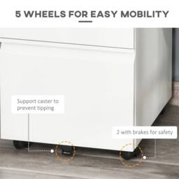Havendro 3 Drawer Lockable Metal Filing Cabinet White - Size: 100 cm x 60 cm - thumbnail 6