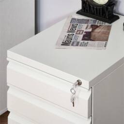Havendro 3 Drawer Lockable Metal Filing Cabinet White - Size: 100 cm x 60 cm - thumbnail 5