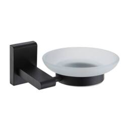 Showerdrape Unity Black Steel & Frosted Glass Wall Mounted Soap Dish - thumbnail 3