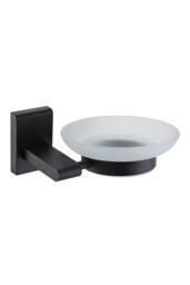 Showerdrape Unity Black Steel & Frosted Glass Wall Mounted Soap Dish - thumbnail 1