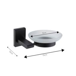 Showerdrape Unity Black Steel & Frosted Glass Wall Mounted Soap Dish - thumbnail 2