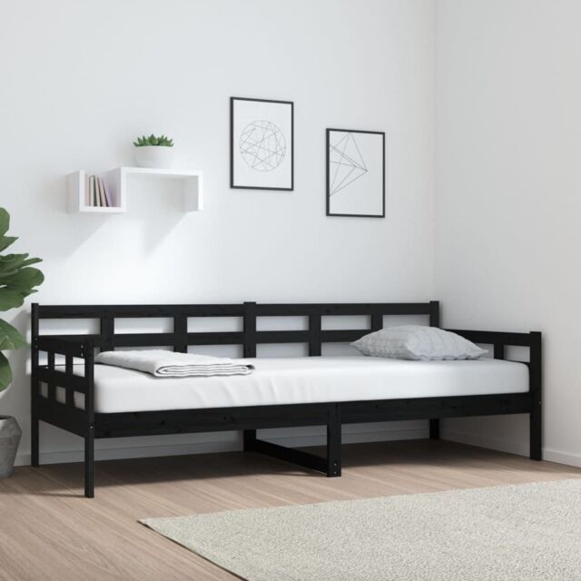 Berkfield Home Day Bed Black Solid Wood Pine 80x200 cm - image 1