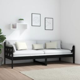 Berkfield Home Day Bed Black Solid Wood Pine 80x200 cm - thumbnail 4