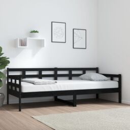 Berkfield Home Day Bed Black Solid Wood Pine 80x200 cm - thumbnail 1