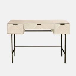 OHS Chevron Wood Dressing Table 3 Drawer Vanity Makeup Desk in Light Stone - thumbnail 2