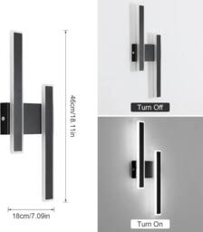 Goeco LED Wall Light, Creative Long Parallel Wall Light 3 Colour Temperature in Black - thumbnail 3
