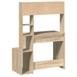 Berkfield Home Decorative Desk with Shelves Sonoma Oak 100x45x140 cm Engineered Wood in Light Brown - Size: 100 x 45 x 140 cm - thumbnail 6