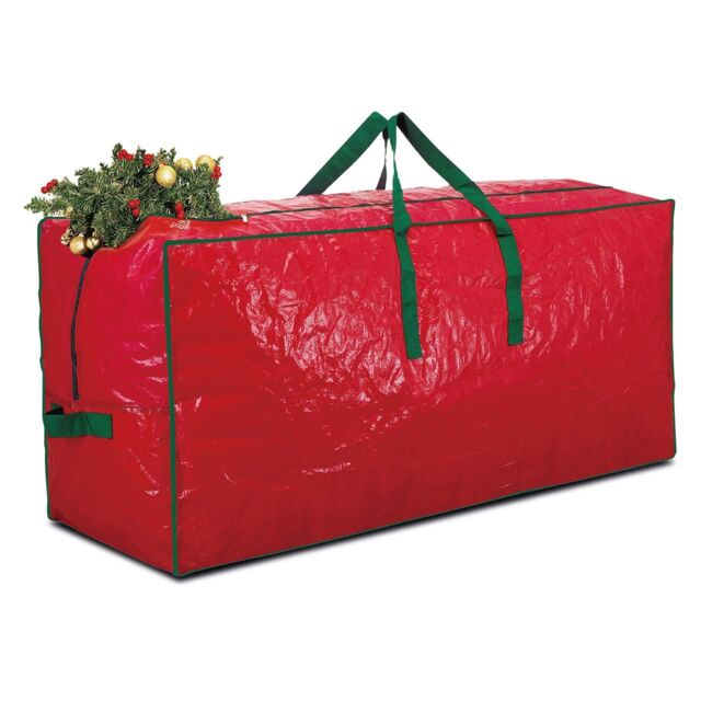 mysmartbuy Christmas Tree Storage Bag - Artificial Xmas Trees, Decorations & Lights Box with Strong Zip & Carry Handles - H75 x W160 x D35cm in Red - image 1
