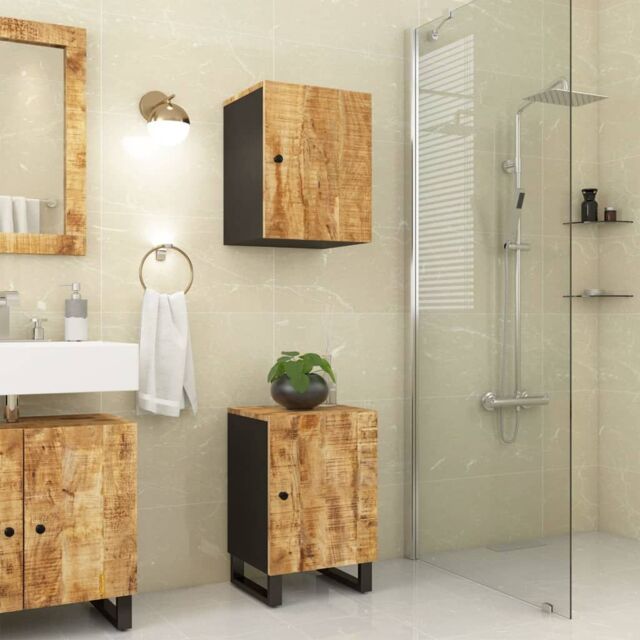 Berkfield Home Bathroom Cabinet 38x33x58 cm Solid Wood Mango in Brown - Size: 38 x 33 x 58 cm - image 1