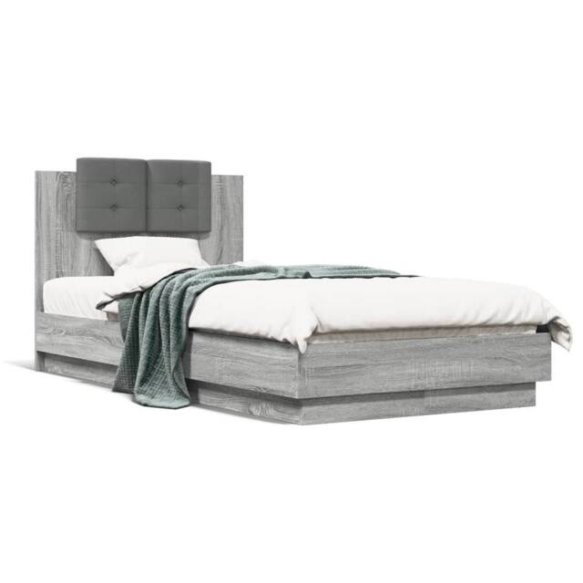 Berkfield Home Bed Frame without Mattress Grey Sonoma 90x190 cm Single - image 1