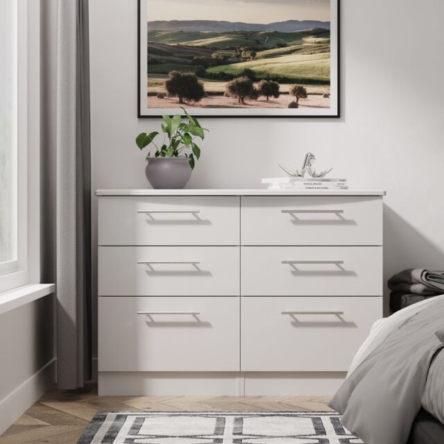 Ready Assembled 2 U Carlton 6 Drawer Wide Chest (Ready Assembled) in Grey - Size: Large - image 1