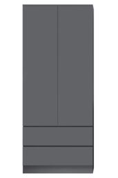 FWStyle Stora 2 Door 2 Drawer Wardrobe Dark Grey (H) 180.5 (W) 80 (D) 50cm - thumbnail 3