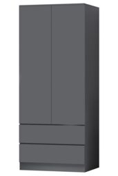 FWStyle Stora 2 Door 2 Drawer Wardrobe Dark Grey (H) 180.5 (W) 80 (D) 50cm - thumbnail 2