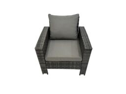 Fimous Outdoor Dining Table Double Seat Sofa 2 Side Tables 4 Stools Set in Dark Grey - thumbnail 4