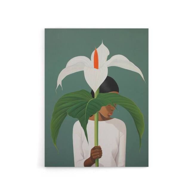 "Artery8 Giant Peace Lily Plant Lover Canvas Wall Art Print in Green - Size: W18"" x H24""" - image 1