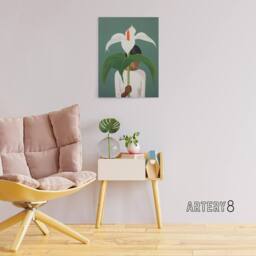 "Artery8 Giant Peace Lily Plant Lover Canvas Wall Art Print in Green - Size: W18"" x H24""" - thumbnail 3