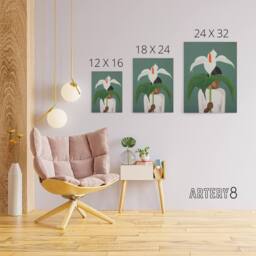 "Artery8 Giant Peace Lily Plant Lover Canvas Wall Art Print in Green - Size: W18"" x H24""" - thumbnail 4