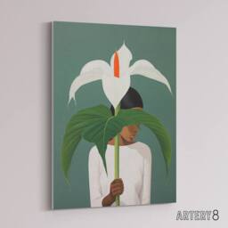 "Artery8 Giant Peace Lily Plant Lover Canvas Wall Art Print in Green - Size: W18"" x H24""" - thumbnail 2