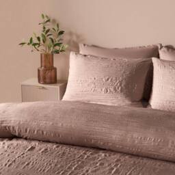 OHS Crinkle Bedding Set Microfibre Duvet Cover with Pillowcase in Bronze - Size: Single - thumbnail 2