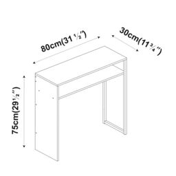 EONLION 80cm Black Wooden & Steel Console Display Table Living Room w/ Storage Shelf - thumbnail 2