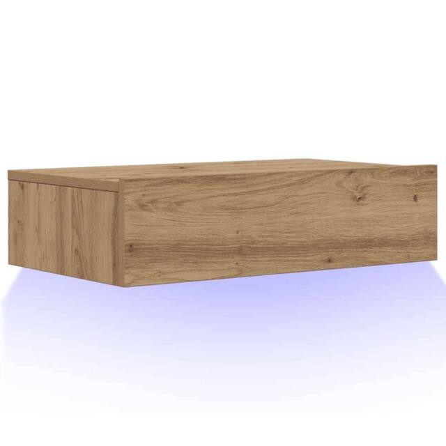 Berkfield Home TV Cabinet with LED Lights Artisan Oak 60x35x15.5 cm in Brown - image 1