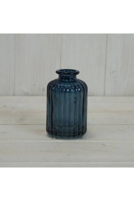 KDMD Blue Rustic Ribbed Glass Bottle - image 1