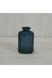 KDMD Blue Rustic Ribbed Glass Bottle - thumbnail 2