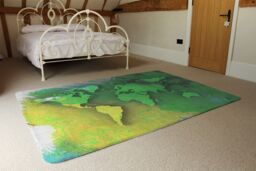 Benjamin Tate Design World Map Yellow & Green Rug in Natural - Size: Large - thumbnail 3