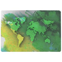 Benjamin Tate Design World Map Yellow & Green Rug in Natural - Size: Large - thumbnail 1