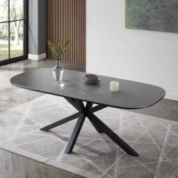 Home Detail Violet Extending Black Sintered Stone Ceramic Dining Table in Grey - thumbnail 1