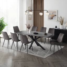 Home Detail Violet Extending Black Sintered Stone Ceramic Dining Table in Grey - thumbnail 7