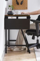 Home Discount Vida Designs Brooklyn Small Computer Desk Storage Office Study Gaming Table in Dark Brown - thumbnail 2
