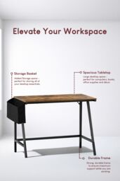 Home Discount Vida Designs Brooklyn Small Computer Desk Storage Office Study Gaming Table in Dark Brown - thumbnail 6