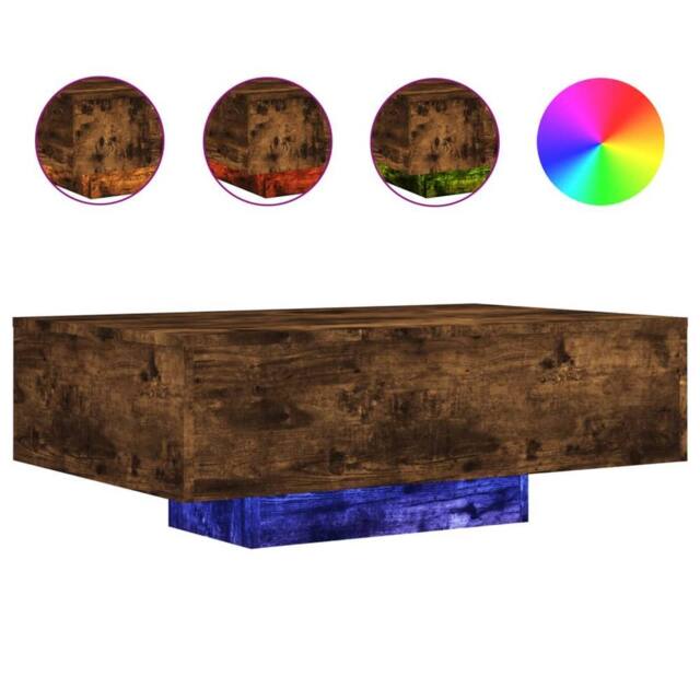 Berkfield Home Coffee Table with LED Lights Smoked Oak 85x55x31 cm in Brown - Size: 85 x 55 x 31 cm - image 1