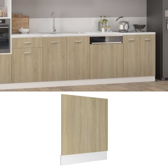 Berkfield Home Dishwasher Panel Sonoma Oak 59.5x3x67 cm Engineered Wood in Brown - image 1