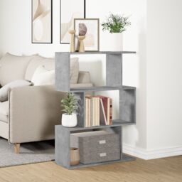 Berkfield Home Room Divider Bookcase 3-Tier Concrete Grey 70x24x97 cm Engineered Wood - Size: 70 x 24 x 97 cm - thumbnail 4