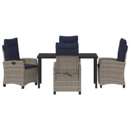 Berkfield Home Garden Dining Set with Cushion 5 pcs Grey Poly Rattan - thumbnail 7