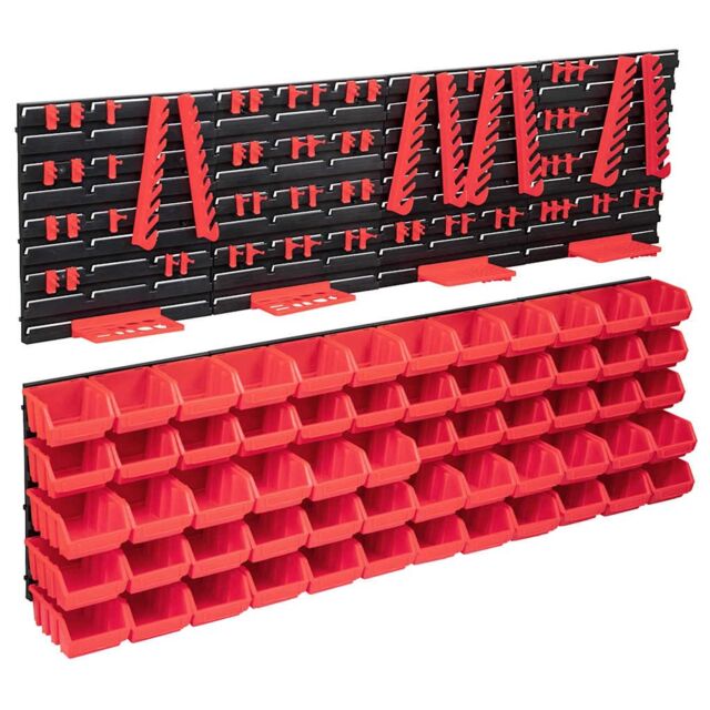 Berkfield Home 136 Piece Storage Bin Kit with Wall Panels Red & Black - image 1