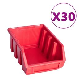 Berkfield Home 136 Piece Storage Bin Kit with Wall Panels Red & Black - thumbnail 3