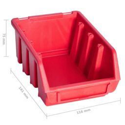 Berkfield Home 136 Piece Storage Bin Kit with Wall Panels Red & Black - thumbnail 9