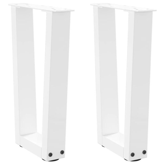 Berkfield Home Dining Table Legs V-Shape 2 pcs White 38x(42-43.3) cm Steel - image 1