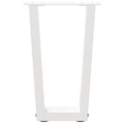 Berkfield Home Dining Table Legs V-Shape 2 pcs White 38x(42-43.3) cm Steel - thumbnail 5