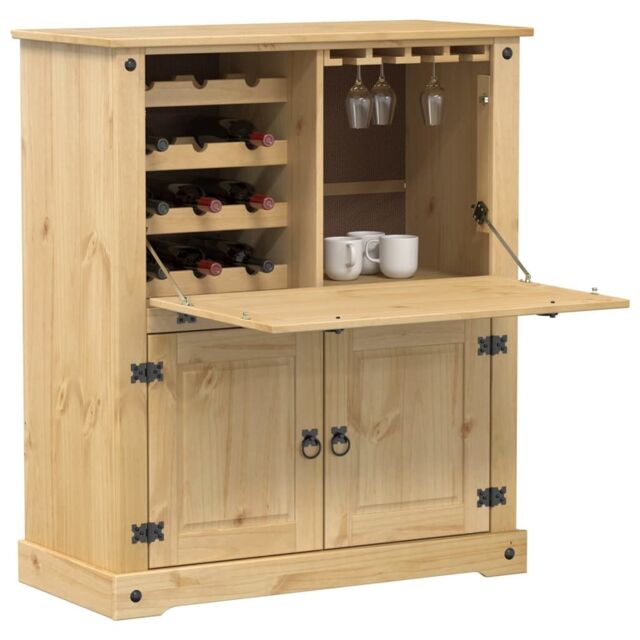 Berkfield Home Wine Cabinet Corona 97x45x114 cm Solid Wood Pine in Brown - Size: 97 x 45 x 114 cm - image 1