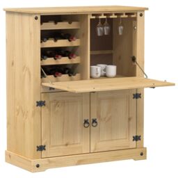 Berkfield Home Wine Cabinet Corona 97x45x114 cm Solid Wood Pine in Brown - Size: 97 x 45 x 114 cm