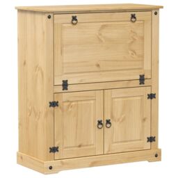 Berkfield Home Wine Cabinet Corona 97x45x114 cm Solid Wood Pine in Brown - Size: 97 x 45 x 114 cm - thumbnail 2