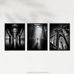 Artery8 Set of 3 Black & White Bridges Atmospheric Photographs in Different Angles Unframed Wall Art Living Room Poster Prints Pack - thumbnail 5